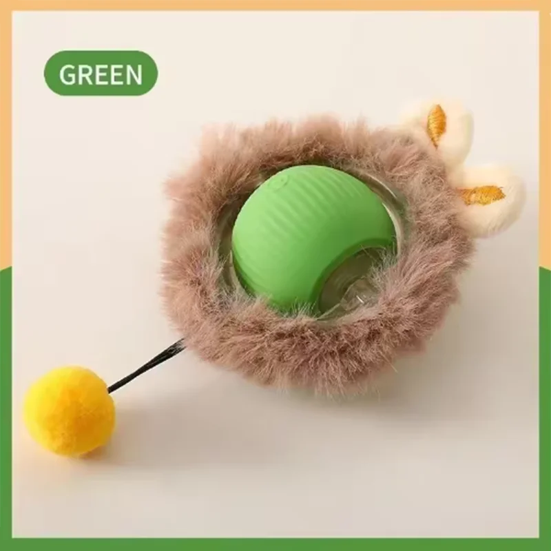 Dog Cat Interactive Ball Toy Automatic Rolling Ball Faux Tail Rechargeable Smart Pet Electric Toy Dog Cat Training Imitate Mouse