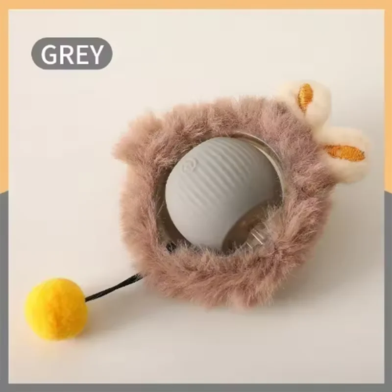 Dog Cat Interactive Ball Toy Automatic Rolling Ball Faux Tail Rechargeable Smart Pet Electric Toy Dog Cat Training Imitate Mouse