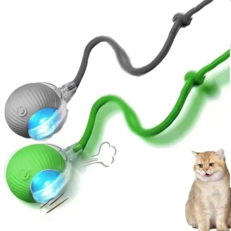 Dog Cat Interactive Ball Toy Automatic Rolling Ball Faux Tail Rechargeable Smart Pet Electric Toy Dog Cat Training Imitate Mouse